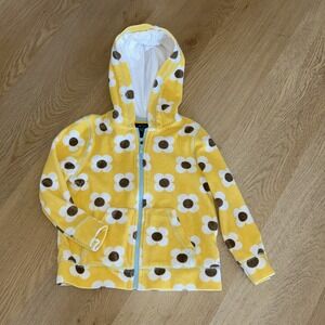 Mini Boden Girl's Sweatshirt Zip Up Hoodie. 5-6Y* Yellow White Daisy AOP *Read